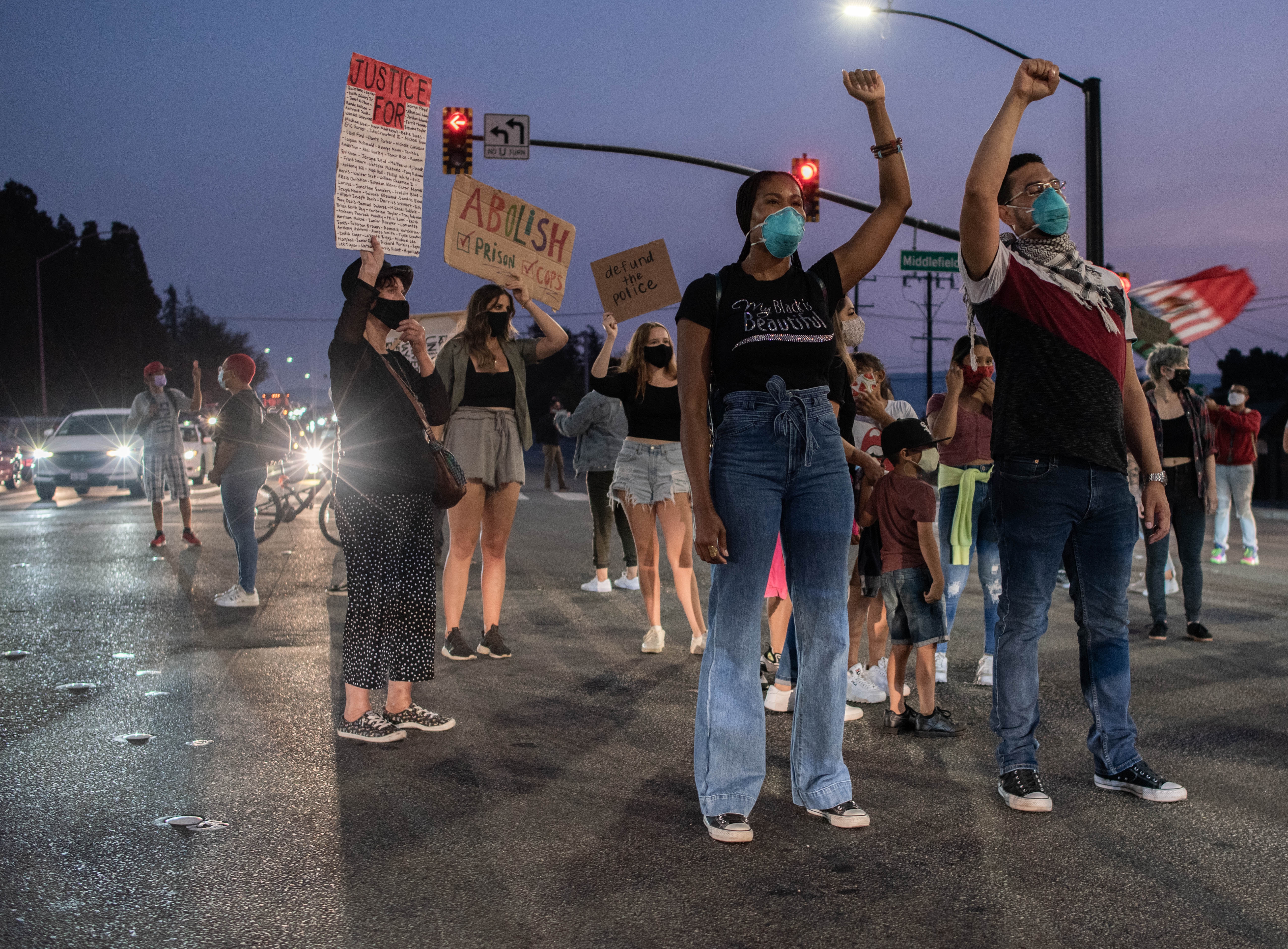 Marcha en solidaridad con Black Lives Matter en Redwood City