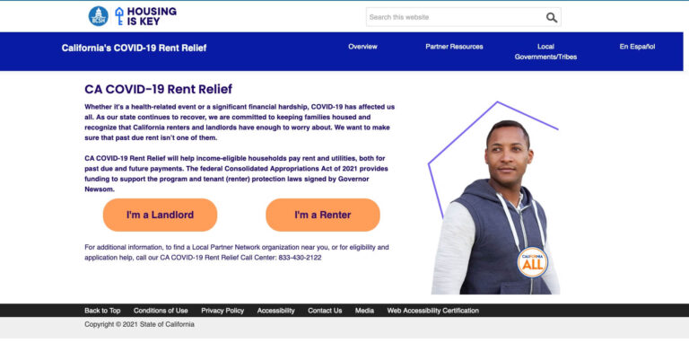Web para condonación de alquiler a propietarios e inquilinos en California
