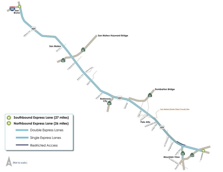 Tolling begins on new express lanes of the 101 freeway in San Mateo County