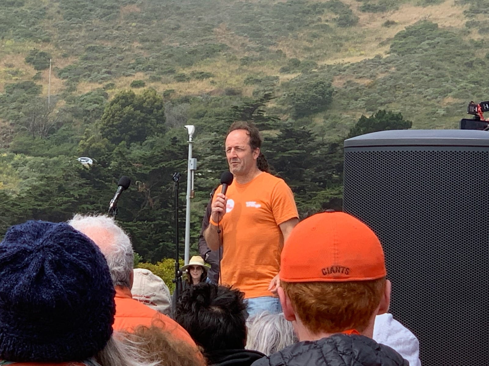 Anti-gun violence protesters gather on the Golden Gate Bridge