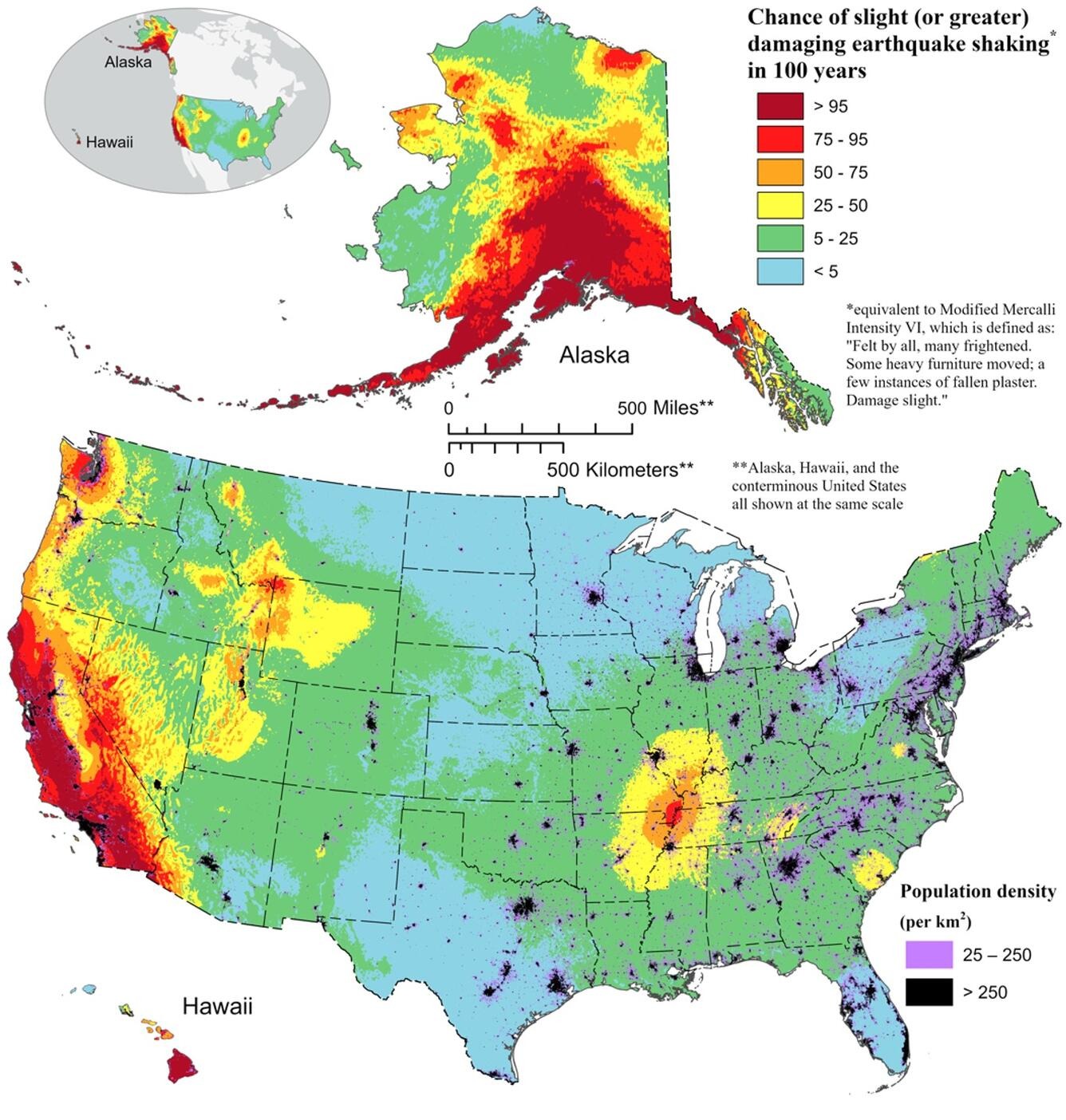 California, Alaska and Hawaii, with 95% to record a large earthquake: according to a new map from the United States Geological Survey