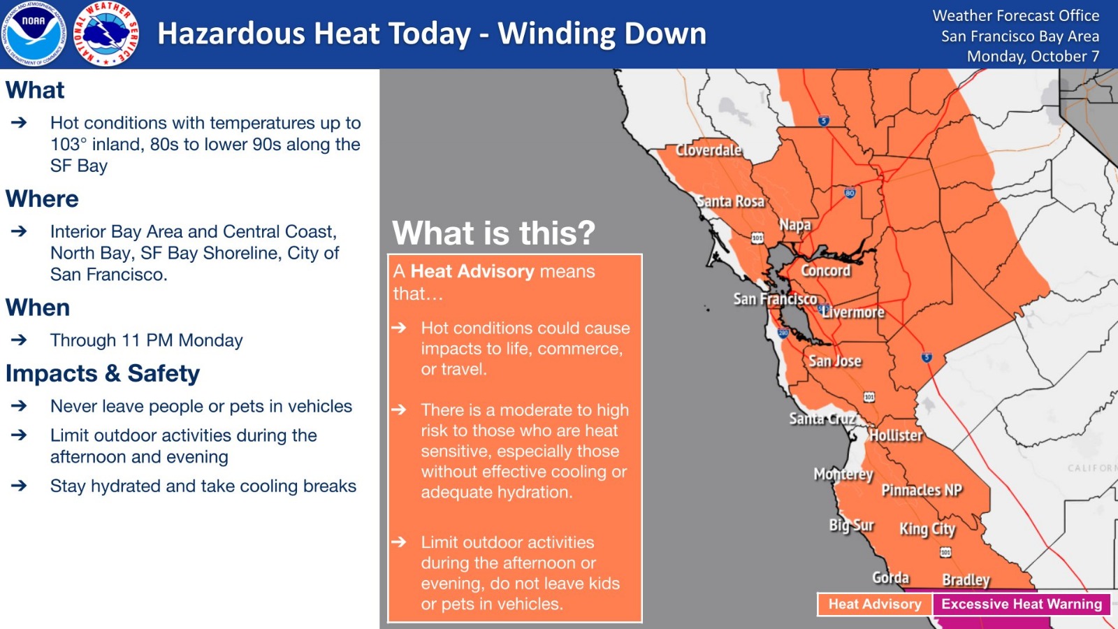 Light at the end of the tunnel! Meteorologists predict that temperatures in the Bay Area will drop starting this Tuesday