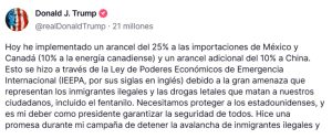 tarifa arancelaria de 25%