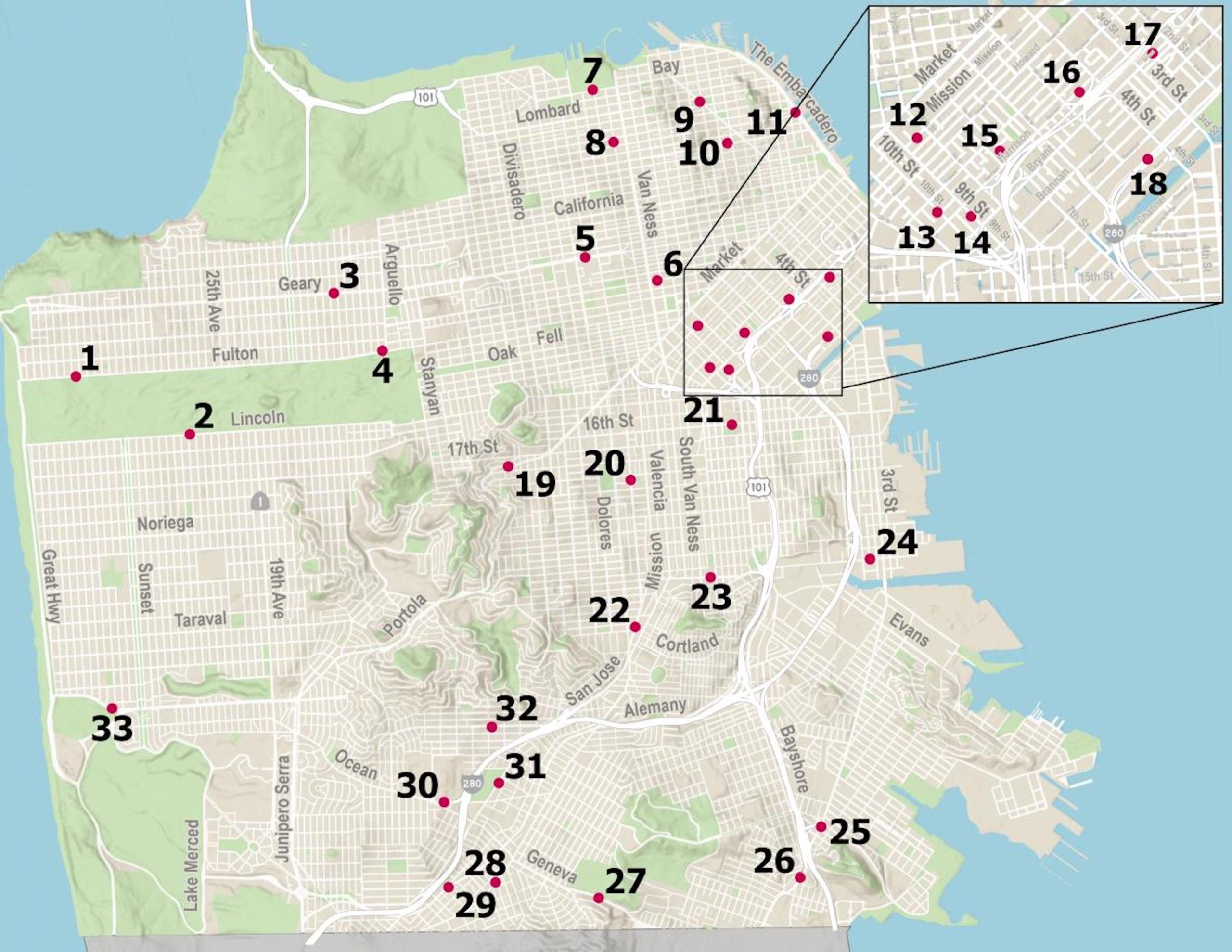 Cámaras de velocidad instaladas recientemente en todo San Francisco están capturando un promedio de más de mil conductores por exceso de velocidad cada día. Imagen: Bay City News