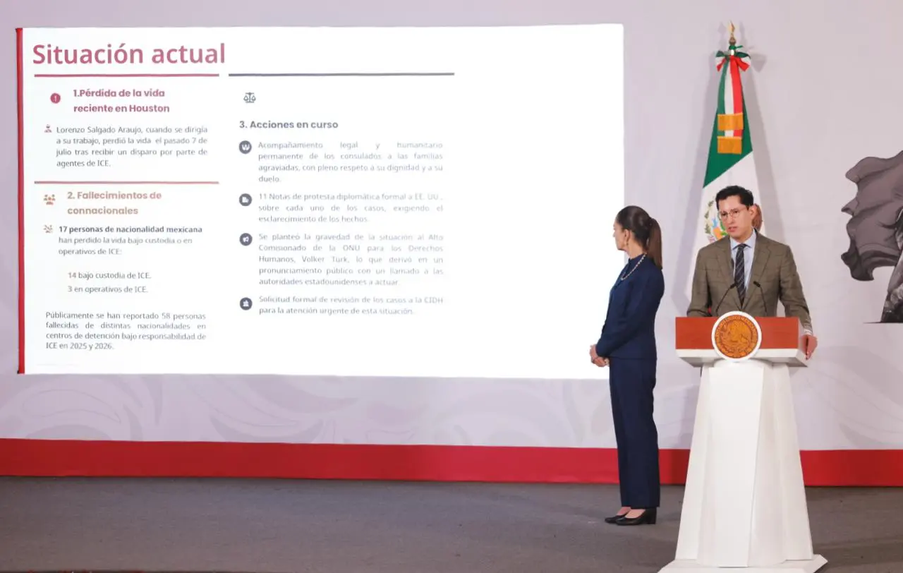 El Gobierno de México inició formalmente una estrategia jurídica en Estados Unidos para exigir justicia por las muertes de connacionales bajo custodia o durante operativos del Servicio de Inmigración y Control de Aduanas (ICE)